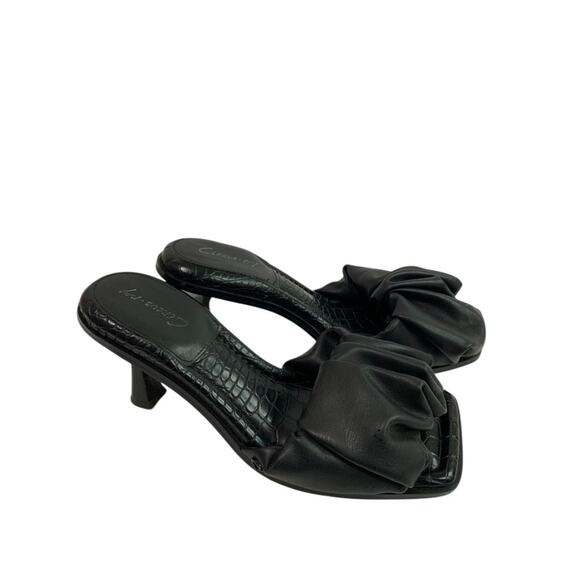 Size 8M Circus by Sam Edelman Slade Black Leather 3" Heel Slides - Picture 3 of 11